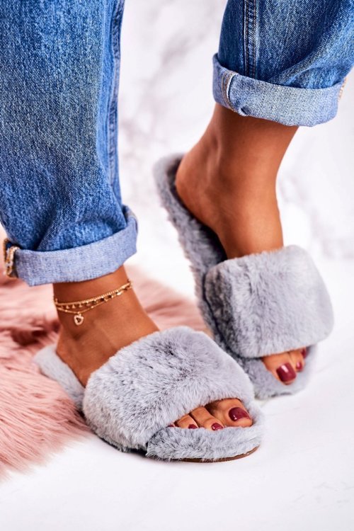 Women's Furry Slippers Grey Cold Days