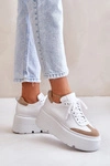 Skórzane Sneakersy Na Masywnej Platformie Lewski 3635/X Biało-Beżowe