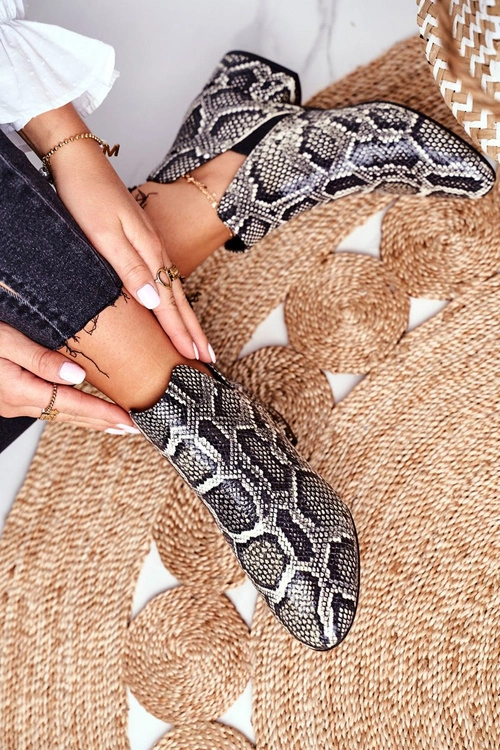 Botki Damskie Z Wycięciami Skórzane Wężowe Visconi 2625804