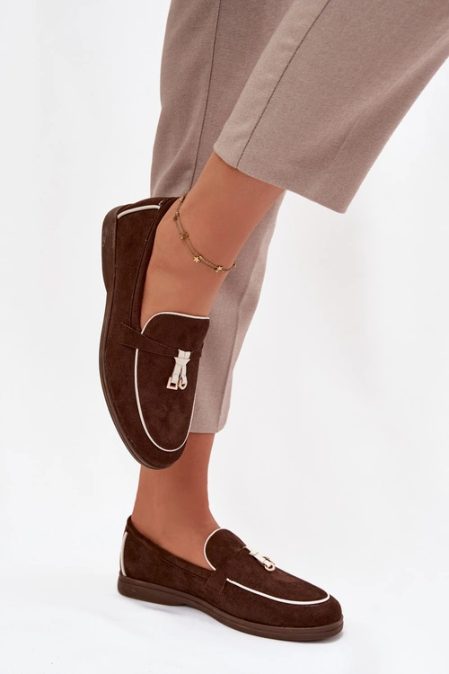 Mokasyny Loafersy Damskie Z Eko Zamszu Czekoladowe Darwen