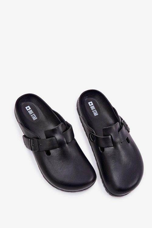 Piankowe Klapki Chodaki Męskie Z Klamrą Big Star RR174A022 Czarne