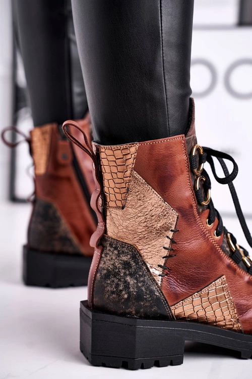 Botki Damskie Skórzane Trzewiki Maciejka Rude 04184-29/00-3