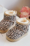 Dziecięce Ocieplane Botki Śniegowce Beżowe Gooby - Panterka
