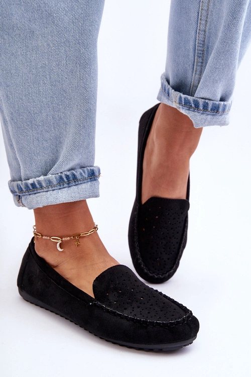 Damskie Zamszowe Mokasyny Czarne Molly