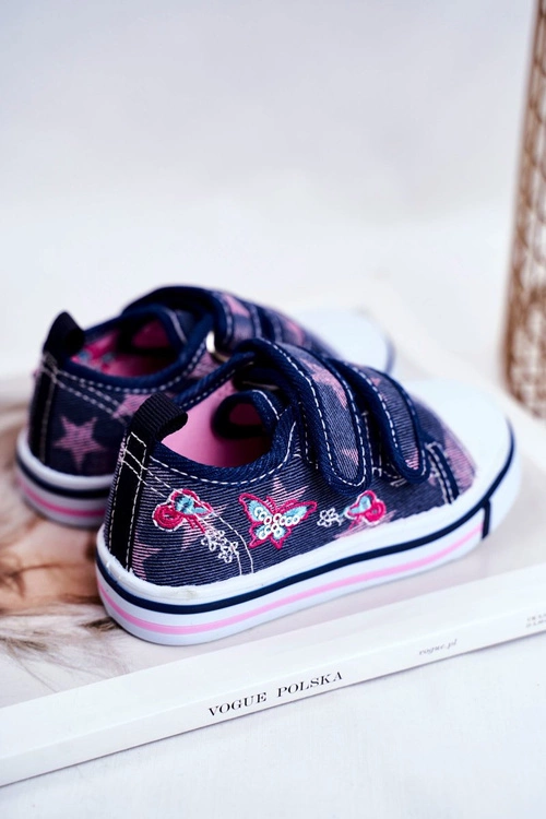 Tenisówki Dziecięce na Rzepy Granatowe Junalo