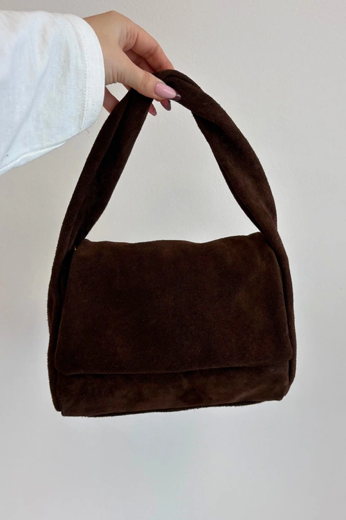 Skórzana Zamszowa Torebka Czekoladowa Monelle