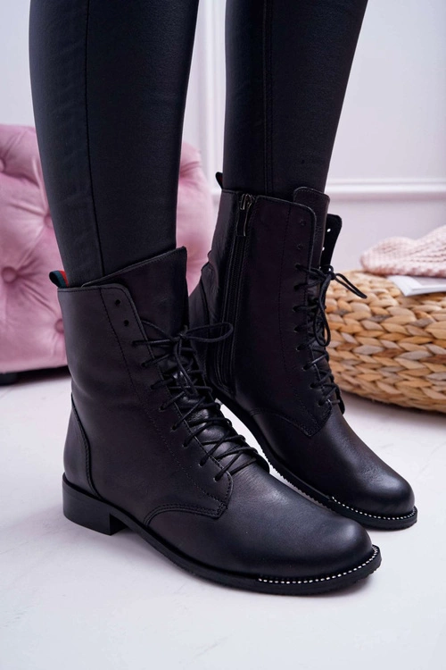 Botki Damskie Skóra Licowa Nicole 2315 Czarne The Island