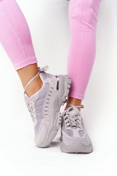 Damskie Sneakersy Na Dużej Podeszwie Szare Good Mood