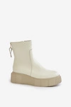 Zazoo 60369 Damskie Skórzane Botki Na Platformie Jasnobeżowe