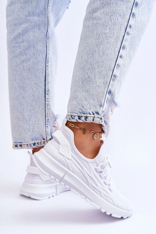 Damskie Wsuwane Buty Sportowe Sneakersy Białe Rosett