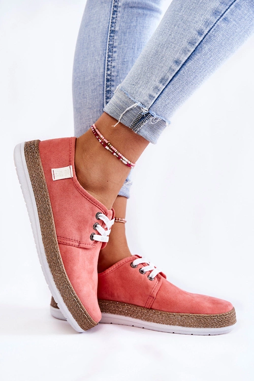 Damskie Niskie Trampki Memory Foam System Big Star KK276006 Koralowe