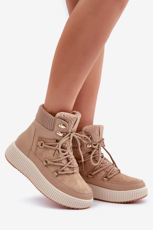 Niskie Śniegowce Na Platformie Brązowe Naliora