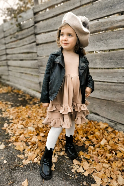 Dziecięce Botki Ocieplane Łańcuch Czarne Hinea