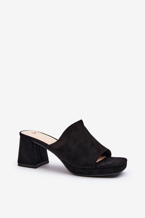 Damskie Klapki Na Obcasie Czarne Bralya