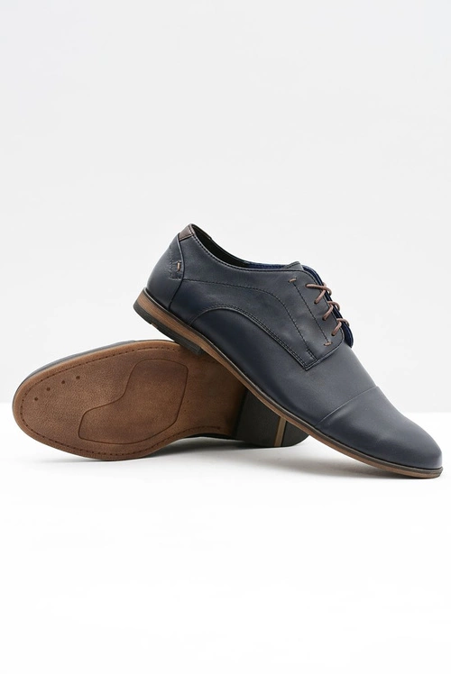Męskie Skórzane Granatowe Półbuty Livio