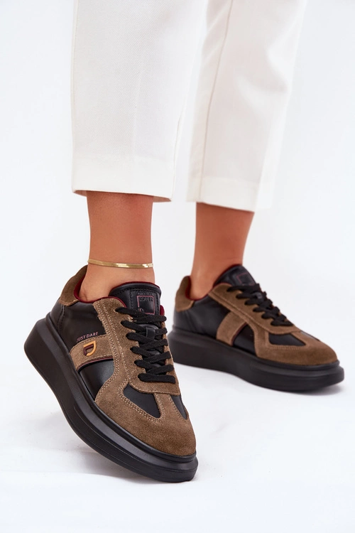 Skórzane Damskie Sneakersy Na Platformie Daniel Lopez Just Dare SS2D4001 Czarne