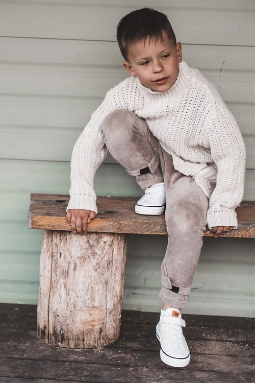 Dziecięce Skórzane Trampki Na Rzep Białe Bruni