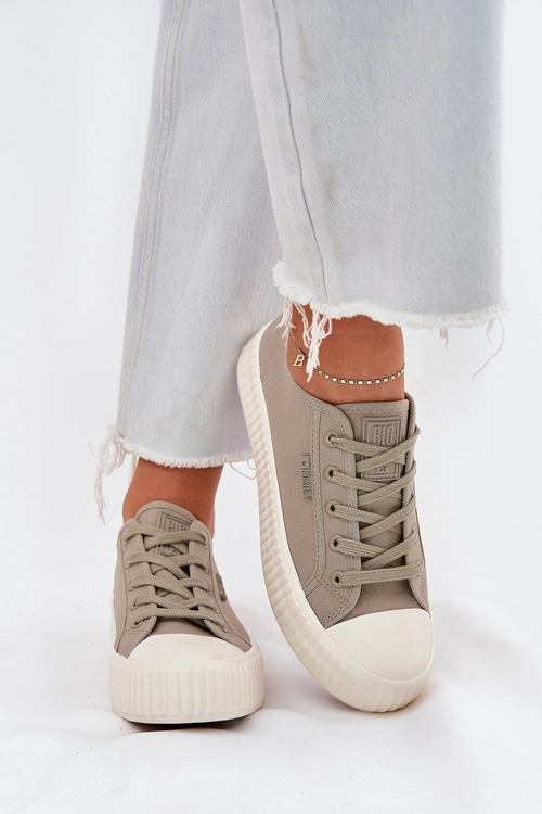 Materiałowe Trampki Damskie Na Platformie Big Star RR274779 Szare