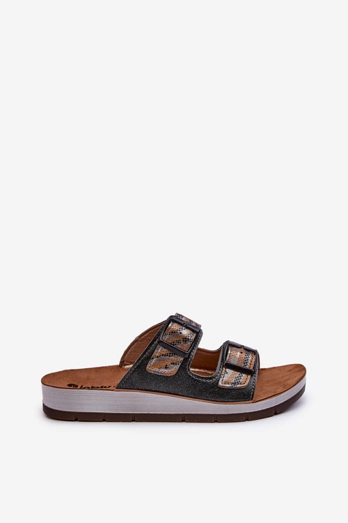 Wygodne Klapki Damskie Z Klamrami Inblu CP000045 Czarne