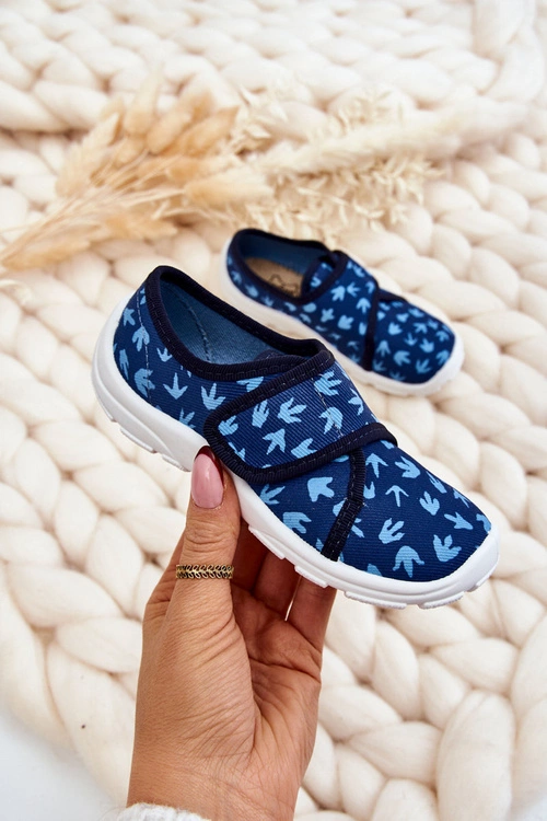 Dziecięce Papcie Befado Ślady Dinozaura 974X476 Granatowe