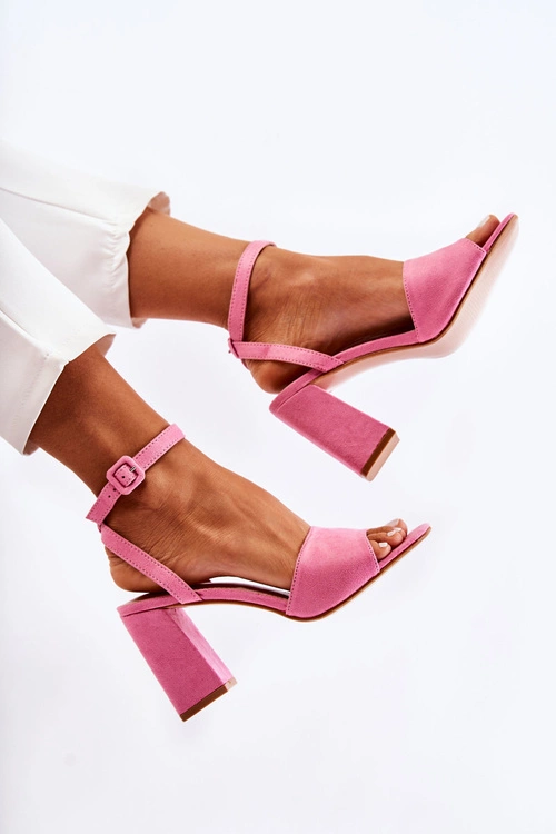 Modne Sandałki Na Słupku Fuksja Salis