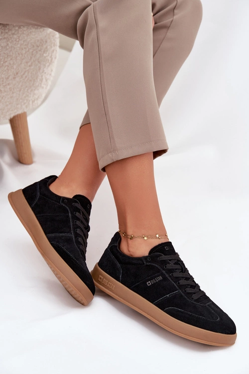 Zamszowe Sneakersy Damskie Big Star SS274673 HI-POLY SYSTEM Czarne