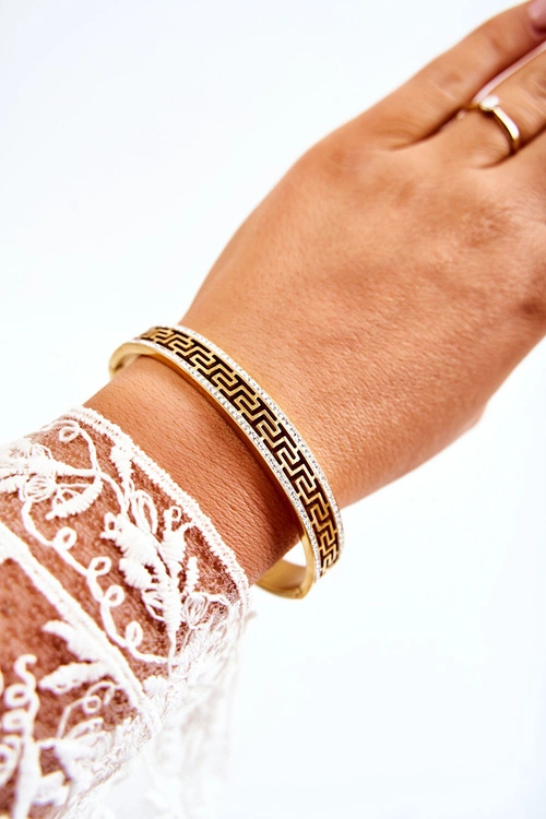 Damska Bransoletka Stalowa Na Zatrzask Z Cyrkoniami Złota