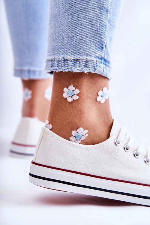 Damskie Klasyczne Trampki Wiązane Białe Be Mine