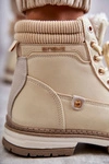 Damskie Ocieplane Botki Trapery Beżowe Liv