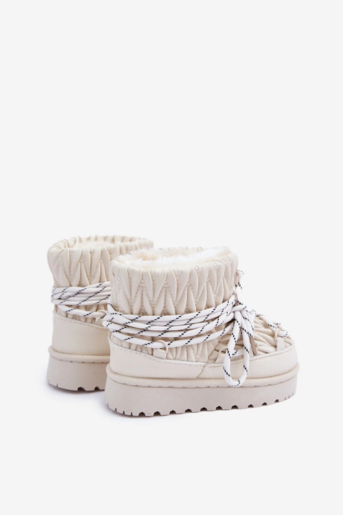 Śniegowce Dziecięce Ocieplane Grubym Futerkiem Jasnobeżowe Nastira