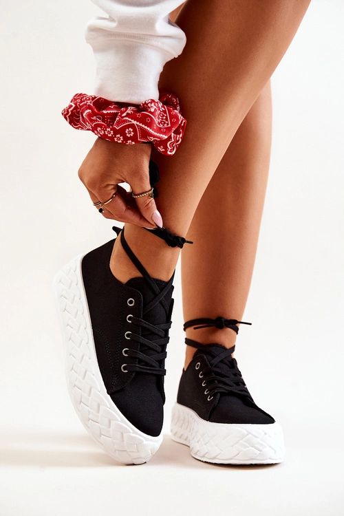 Tenisówki Na Masywnej Platformie Czarno-Białe Suzane