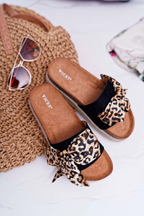 Klapki Damskie Vices Czarne Leopard 6275