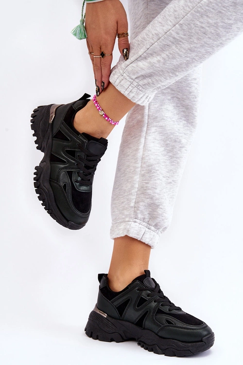 Klasyczne Sportowe Buty Na Platformie Czarne Bowie