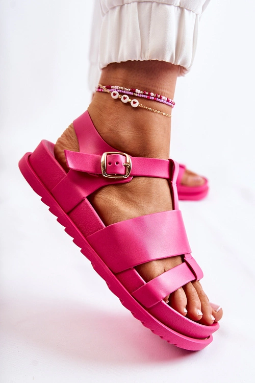 Skórzane Sandały Na Platformie Fuksja Tessy