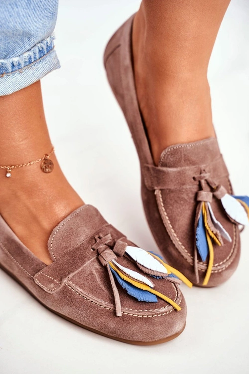 Damskie Mokasyny Maciejka Skórzane Beżowe 04494-04/00-5