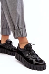 Damskie Skórzane Buty Sportowe Na Platformie M01/1 Zazoo Czarne