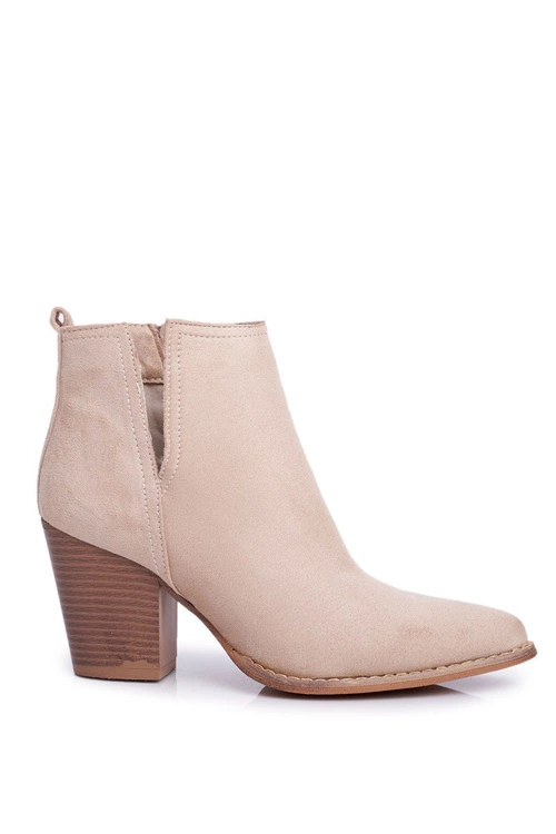 Botki Damskie Na Słupku Beżowe Elaine