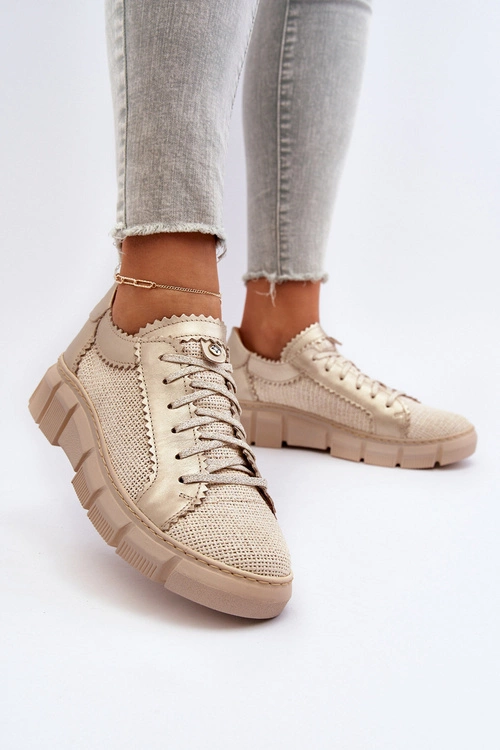 Damskie Skórzane Półbuty Maciejka 05850-22 Jasnobeżowe