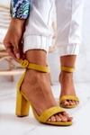 Zamszowe Sandały Na Słupku Żółte Hattie