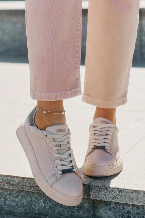 Sneakersy Damskie Z Eko Skóry Big Star RR274259 Beżowe