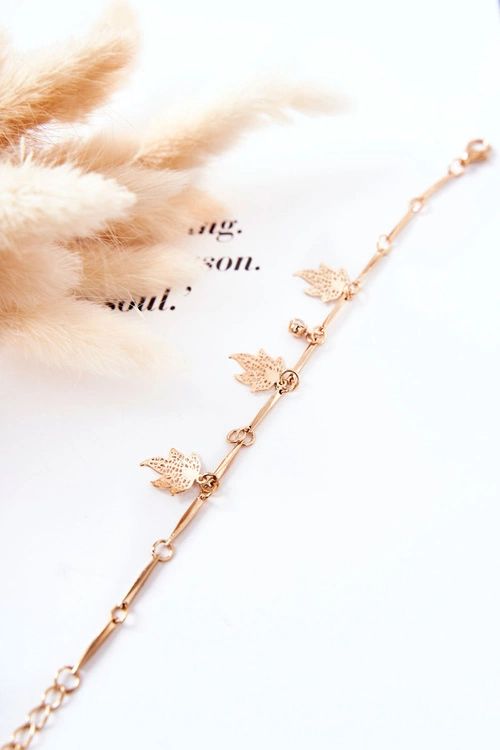 Bransoletka Zawieszki Liście Złote Mossali