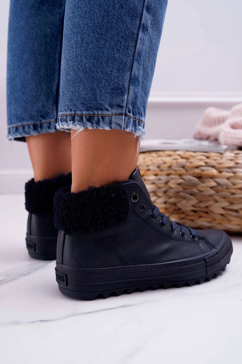 Trampki Damskie Big Star Wysokie Ocieplane Granatowe EE274147