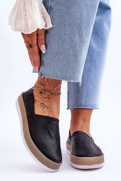 Skórzane Espadryle Mokasyny Big Star LL276002 Czarne