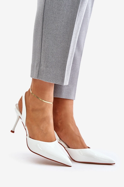 Lakierowane Szpilki Z Odkrytą Piętą Białe Emmizola