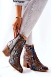 Botki Kowbojki Lewski Brązowo-Niebieskie Wężowy Wzór EV28