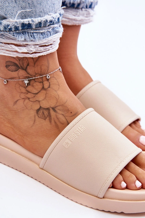 Damskie Klapki Na Platformie Big Star LL274933 Beżowe