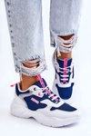 Damskie Lekkie Sportowe Buty Big Star LL274376 Biało-Granatowe