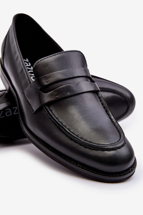 Męskie Skórzane Półbuty Loafersy Zazoo 1570/1 Czarne