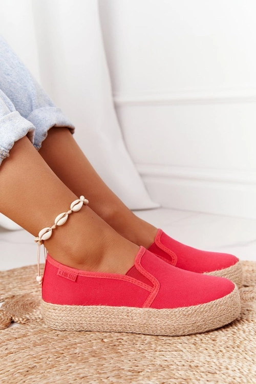 Espadryle Na Plecionej Platformie Big Star FF274149 Czerwone
