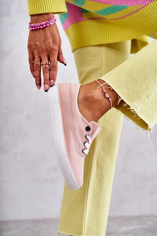 Materiałowe Damskie Tenisówki Big Star KK274020 Nude